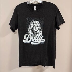 Women's Bella Canvas Dolly Parton Black Short Sleeve Graphic Tee. Size M